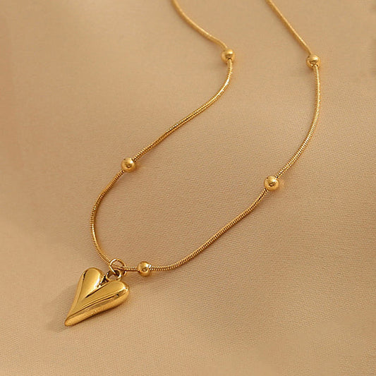 Gold Plated Heart Pendant Anti-Tarnish Necklace for Women
