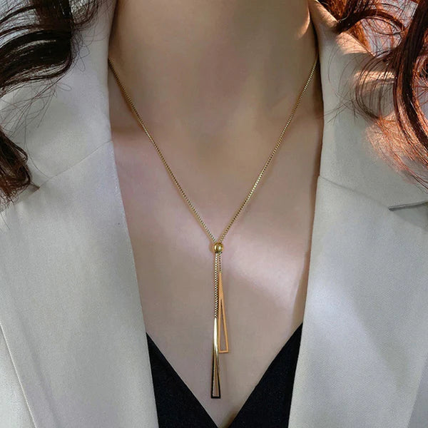 18K Gold Plated Geometric Lariat Premium Pendant/Necklace For Women