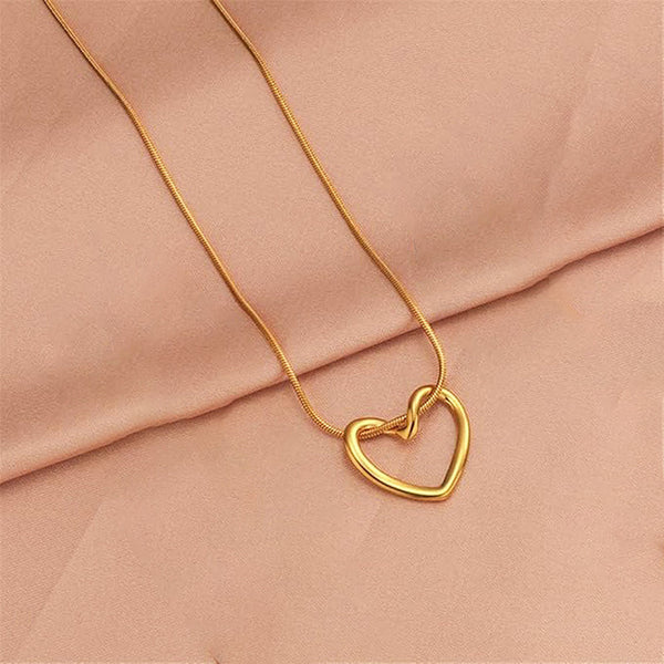 Gold Plated Open Heart Knot Anti-Tarnish Necklace for Women