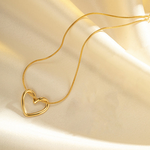 Gold Plated Open Heart Knot Anti-Tarnish Necklace for Women
