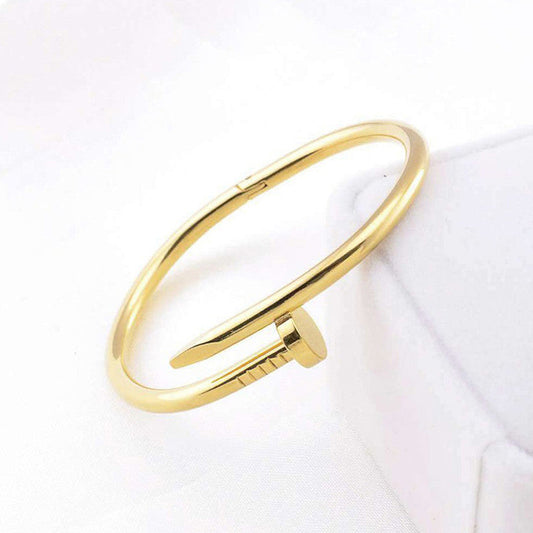 Anti-Tarnish Gold Nail-Design Stainless Steel Bracelet