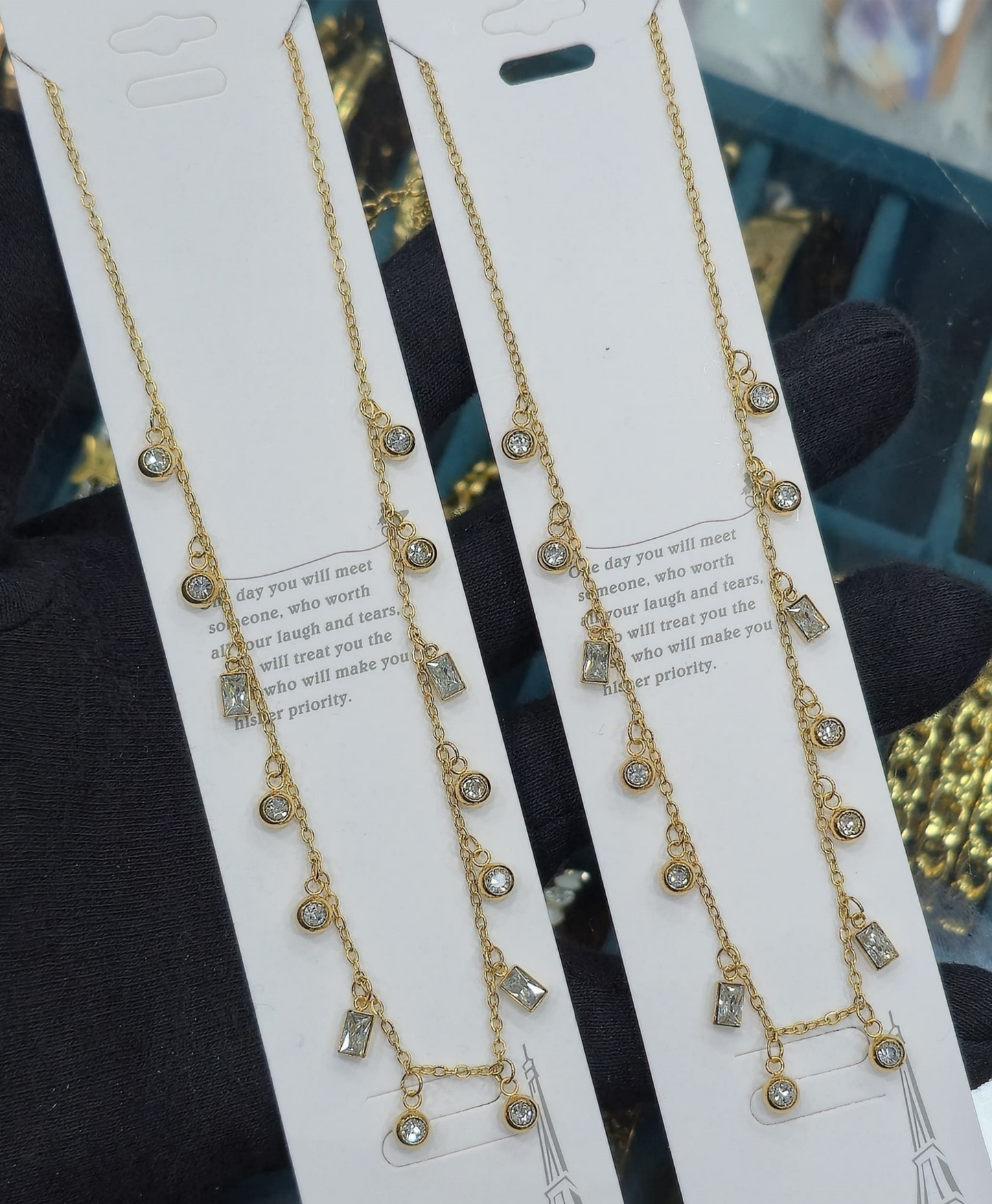 Vibrant Sparkle Anti-Tarnish Gold-Plated Necklace