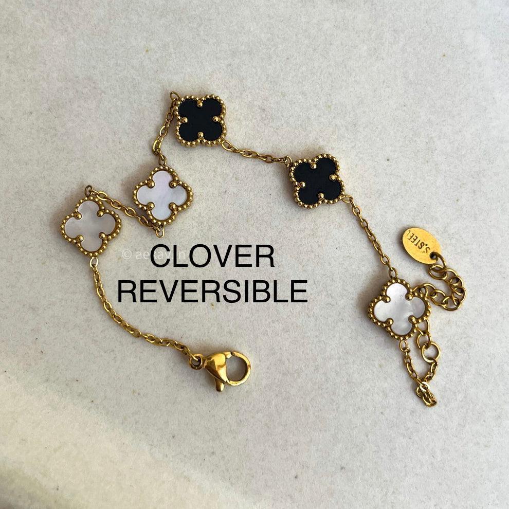 18K Gold-Plated Reversible Clover Charm Bracelet – Anti-Tarnish Jewelry for Women