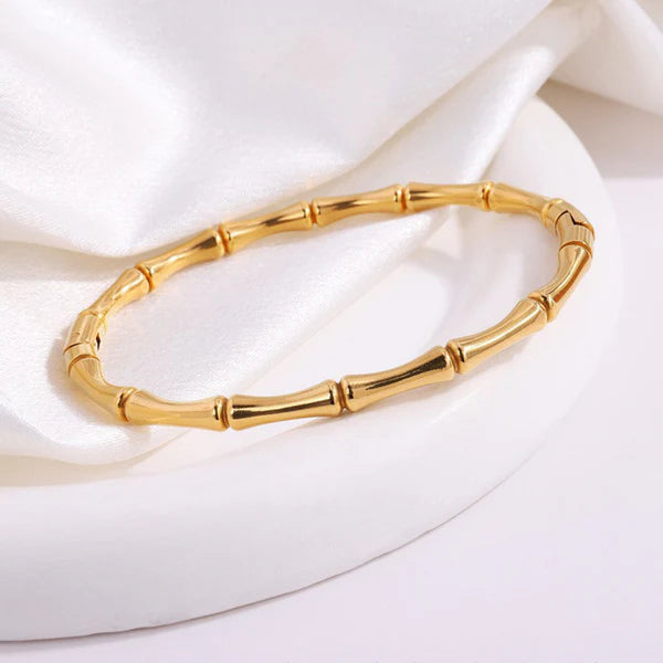 Elegant Bamboo Design Gold Plated Anti-Tarnish Bracelet