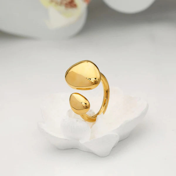 Modern Abstract Gold Plated Anti-Tarnish Finger Ring
