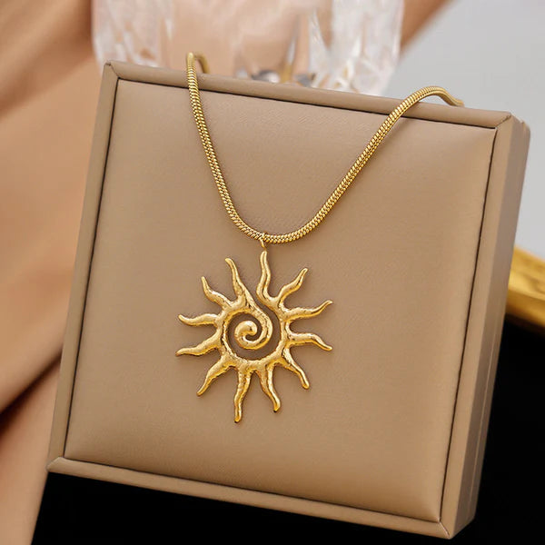 Radiant Sun Design Gold Plated Anti-Tarnish Necklace