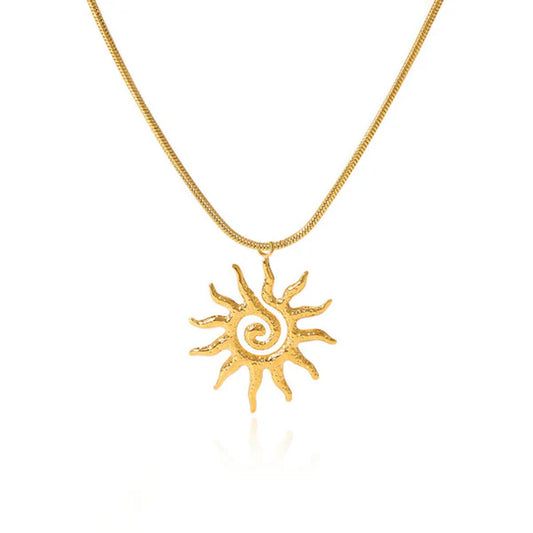 Radiant Sun Design Gold Plated Anti-Tarnish Necklace