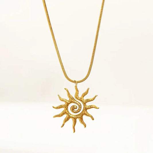 Radiant Sun Design Gold Plated Anti-Tarnish Necklace