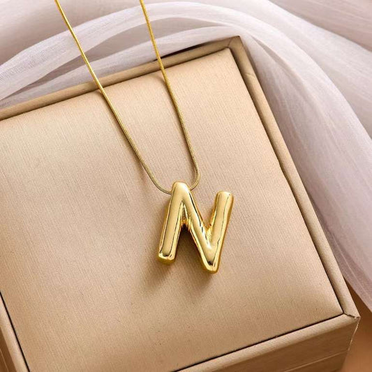 Bold Plated Gold Initial "N" Pendant Necklace