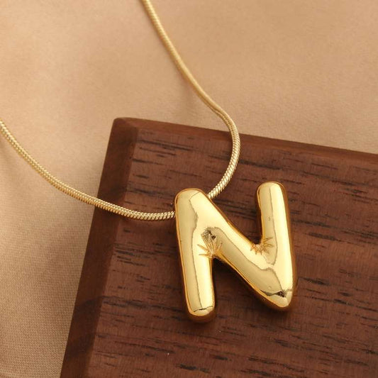 Bold Plated Gold Initial "N" Pendant Necklace