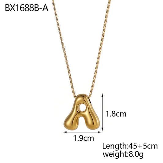 Bold Gold Plated "A" Initial Pendant Necklace