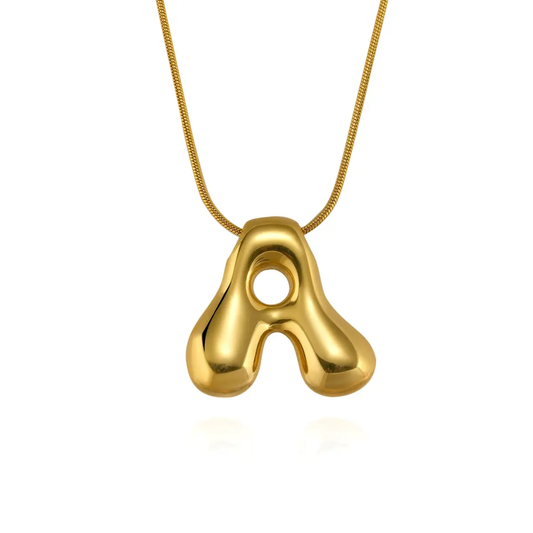 Bold Gold Plated "A" Initial Pendant Necklace