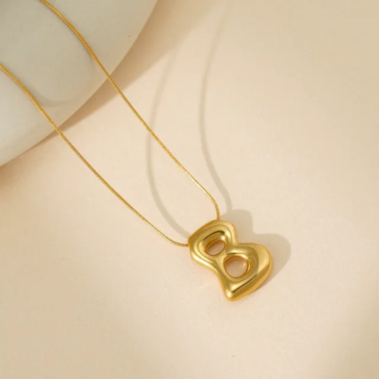 Bold Gold Plated Initial "B" Pendant Necklace