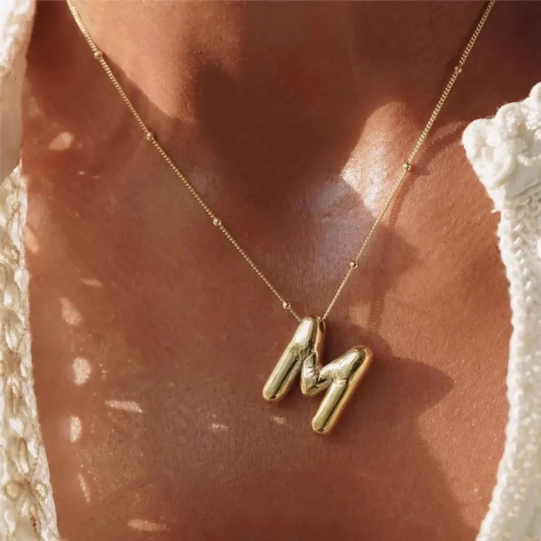 Bold Gold Plated Initial "M" Pendant Necklace