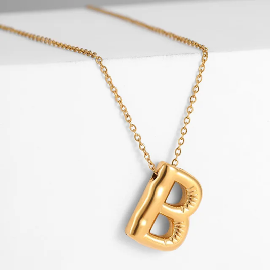 Bold Gold Plated Initial "B" Pendant Necklace