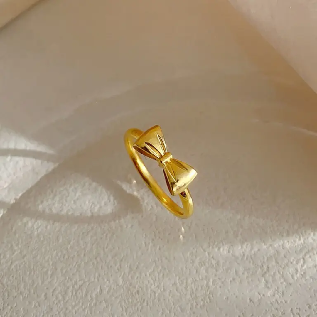 Cute Gold Plated Bow Finger Ring
