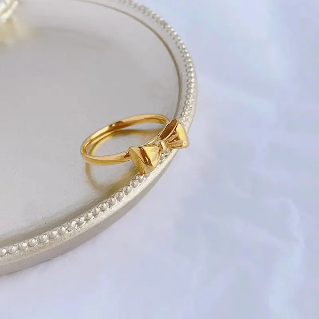 Cute Gold Plated Bow Finger Ring