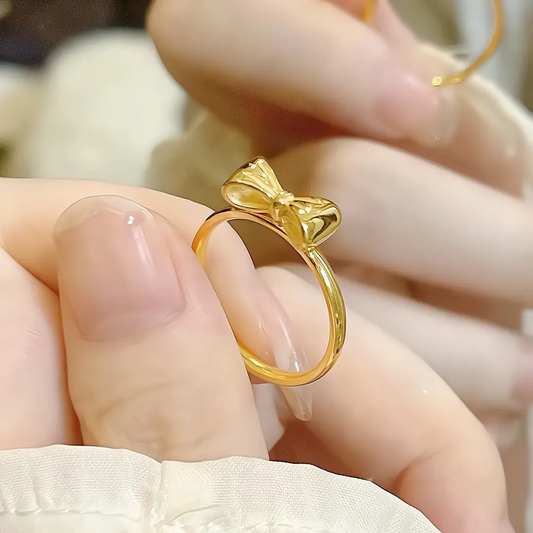 Cute Gold Plated Bow Finger Ring