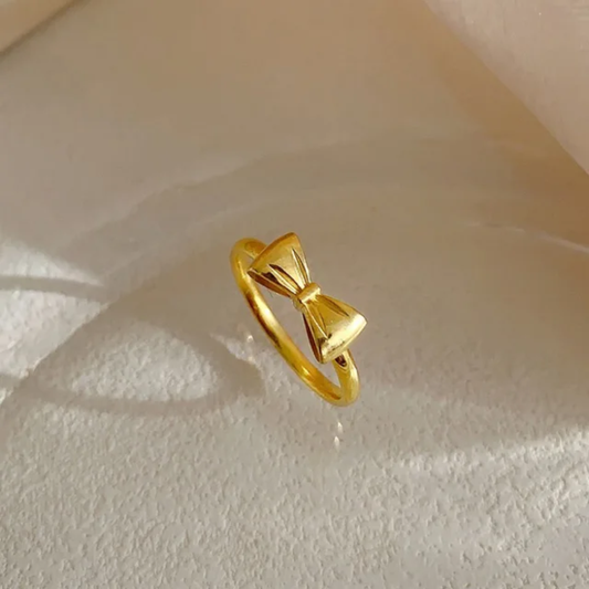 Cute Gold Plated Bow Finger Ring