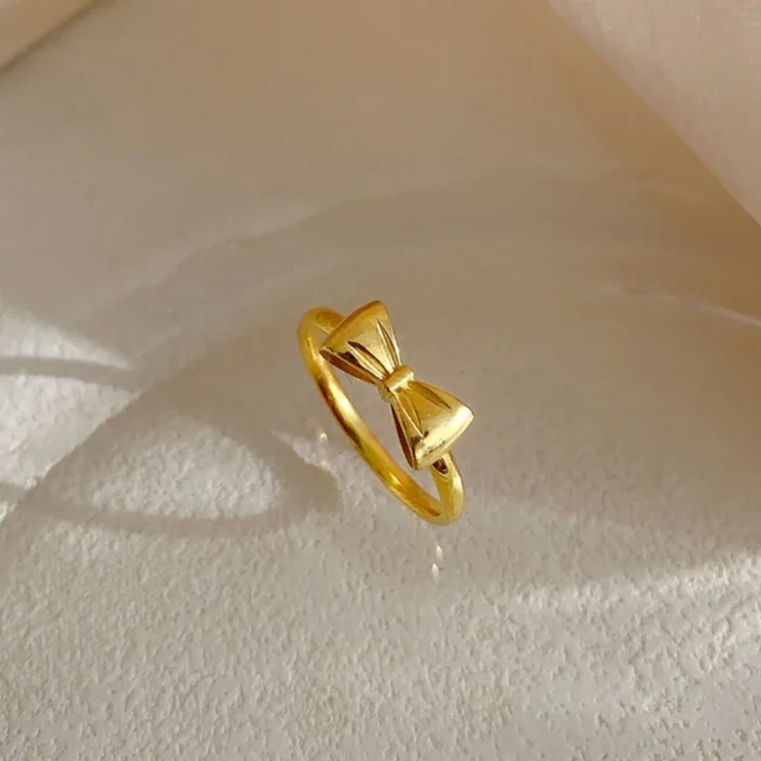 Cute Gold Plated Bow Finger Ring
