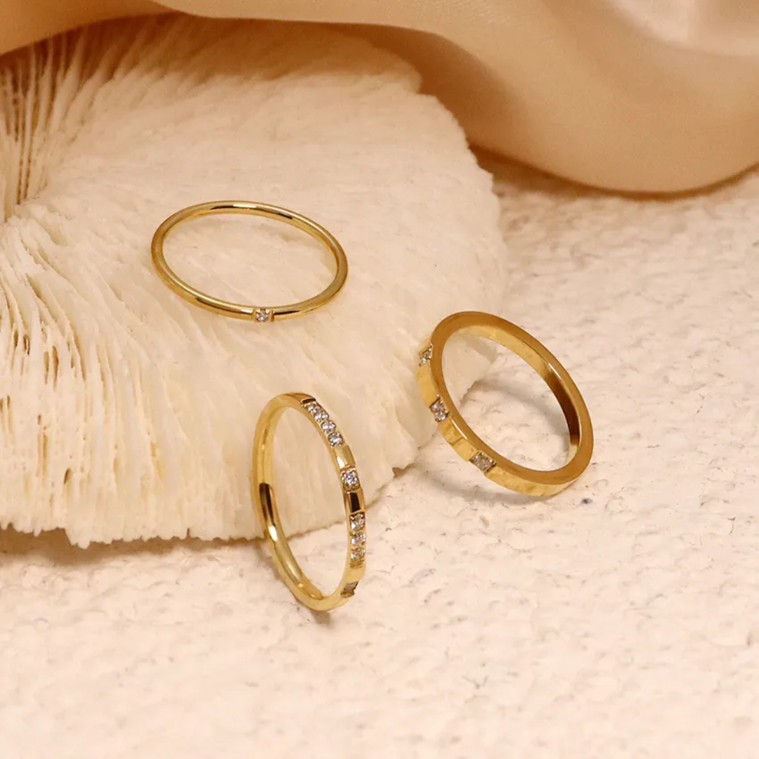 Sleek Plated Gold Band with Diamond Accents
