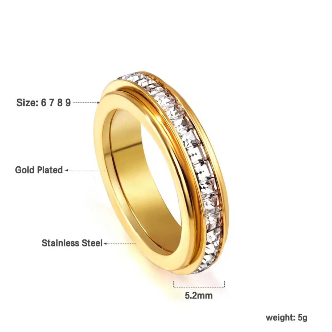 Elegant Gold-Plated Crystal Finger Ring