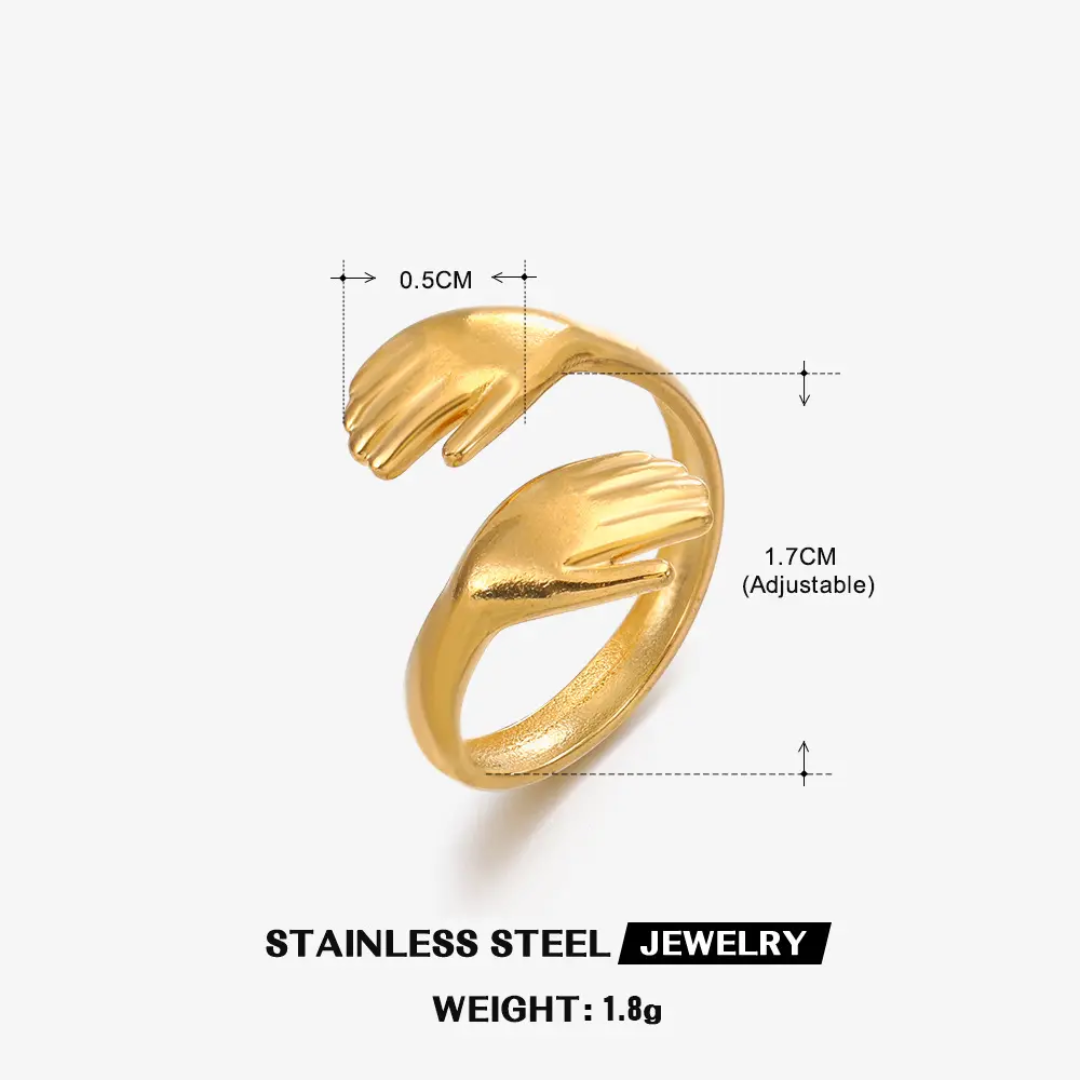 Embrace Gold Plated Open Finger Ring – Hand Design