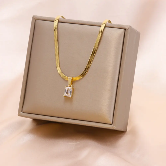 Gold Plated Snake Chain Pendant Necklace Trio – Pink, Black & Clear Stones (Anti-Tarnish)