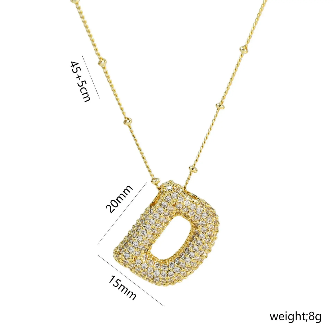Sparkling "D" Initial Necklace – Gold Plated Finish with Crystals