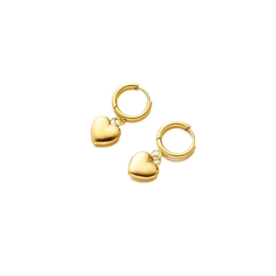 Gold-Plated Heart Pendant Necklace & Earring Set – Anti-Tarnish
