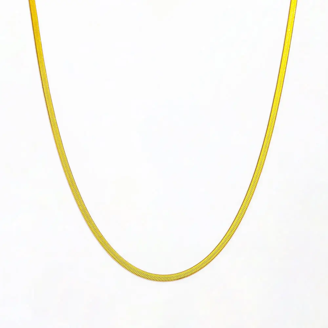 Gold-Plated Snake Chain Necklace – 2mm, Adjustable Length
