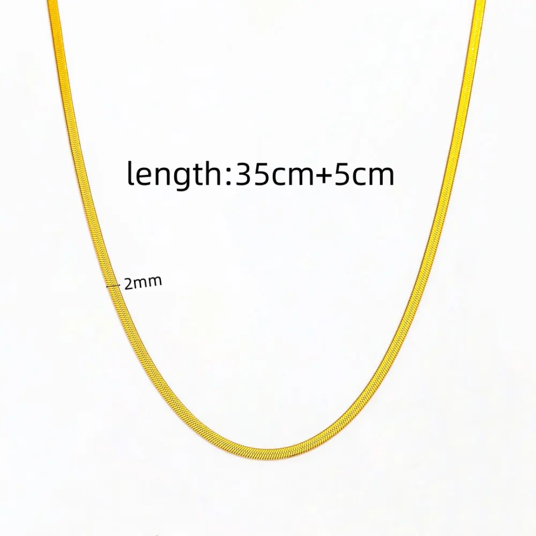 Gold-Plated Snake Chain Necklace – 2mm, Adjustable Length