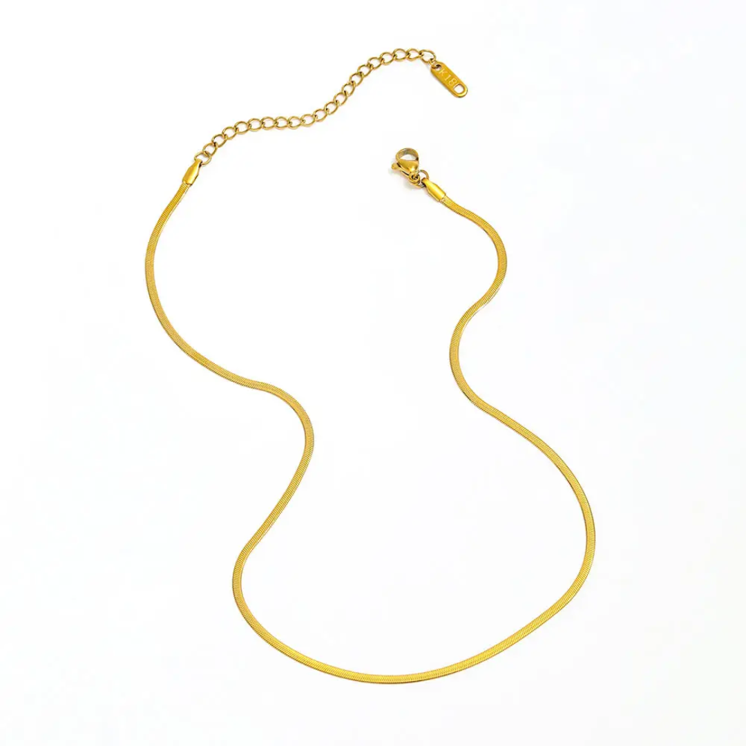 Gold-Plated Snake Chain Necklace – 2mm, Adjustable Length