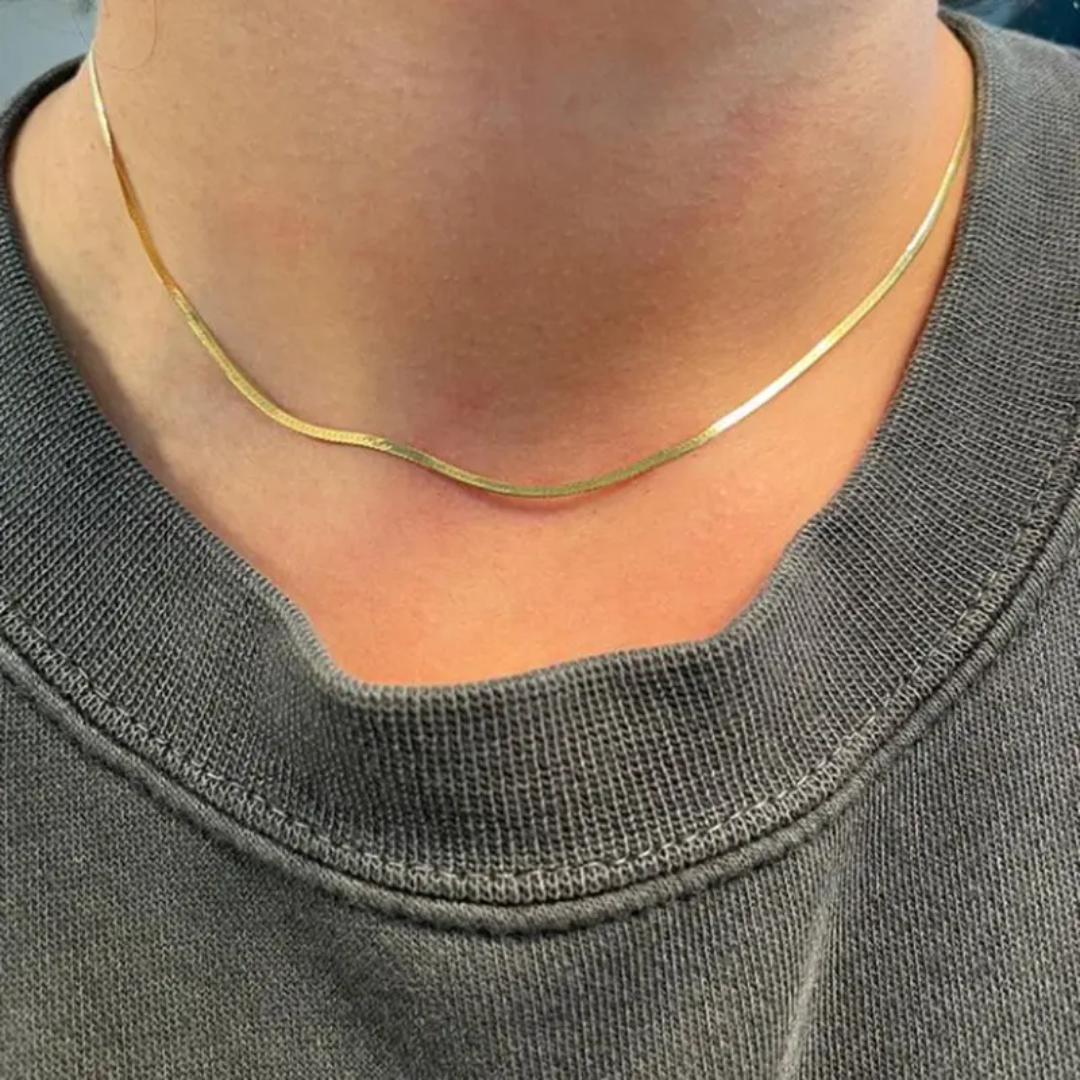Gold-Plated Snake Chain Necklace – 2mm, Adjustable Length