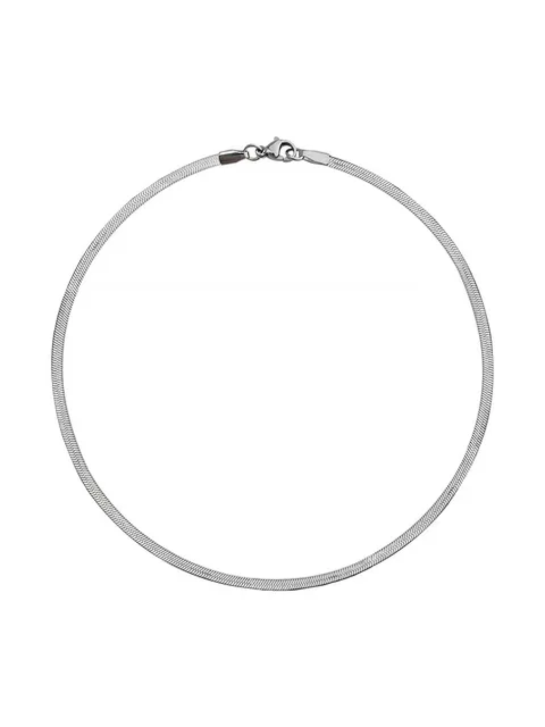 Silver-Plated Flat Snake Chain Necklace – Anti-Tarnish Finish