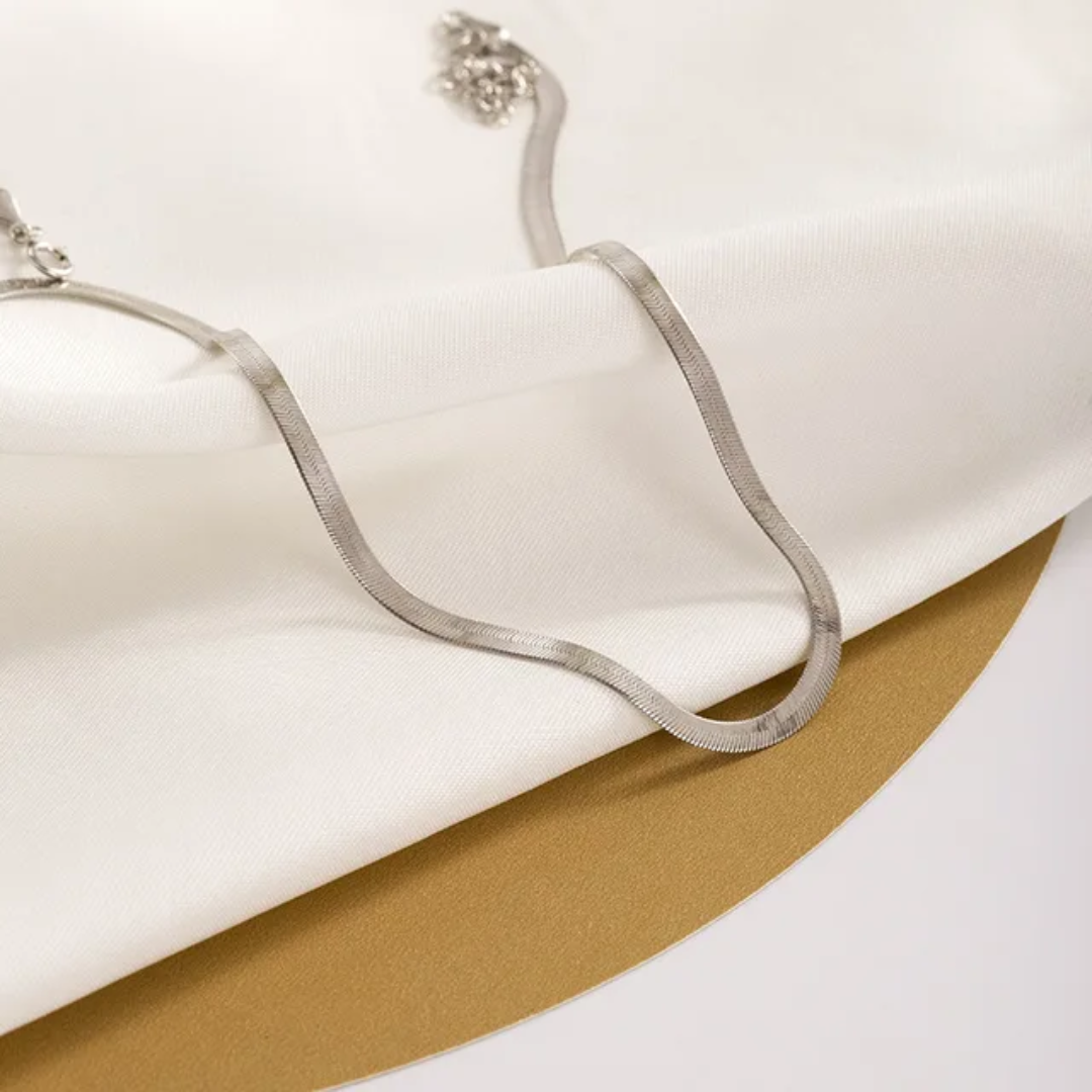 Silver-Plated Flat Snake Chain Necklace – Anti-Tarnish Finish
