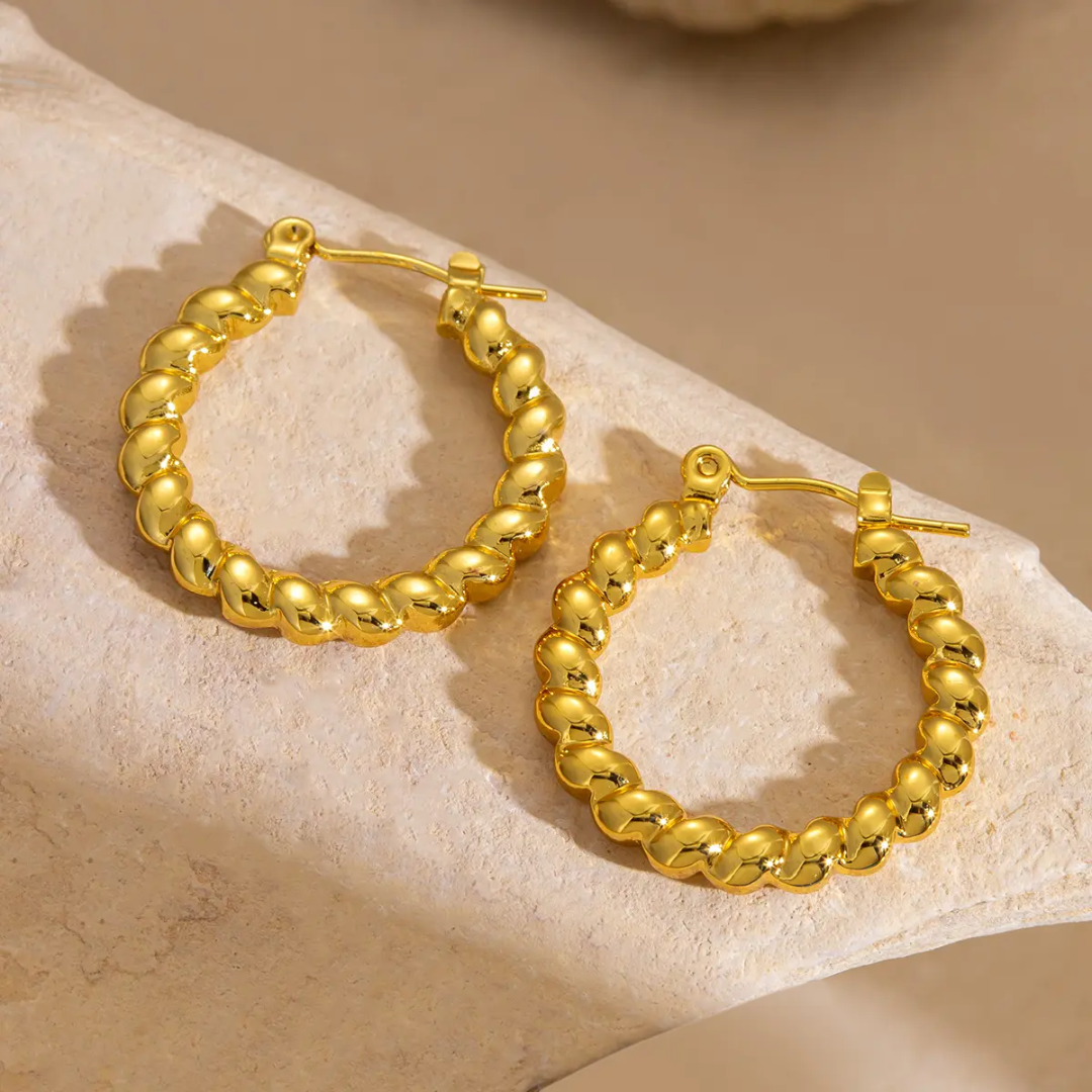 Twisted Hoop Gold-Plated Earrings