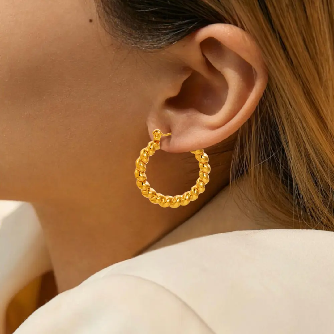 Twisted Hoop Gold-Plated Earrings