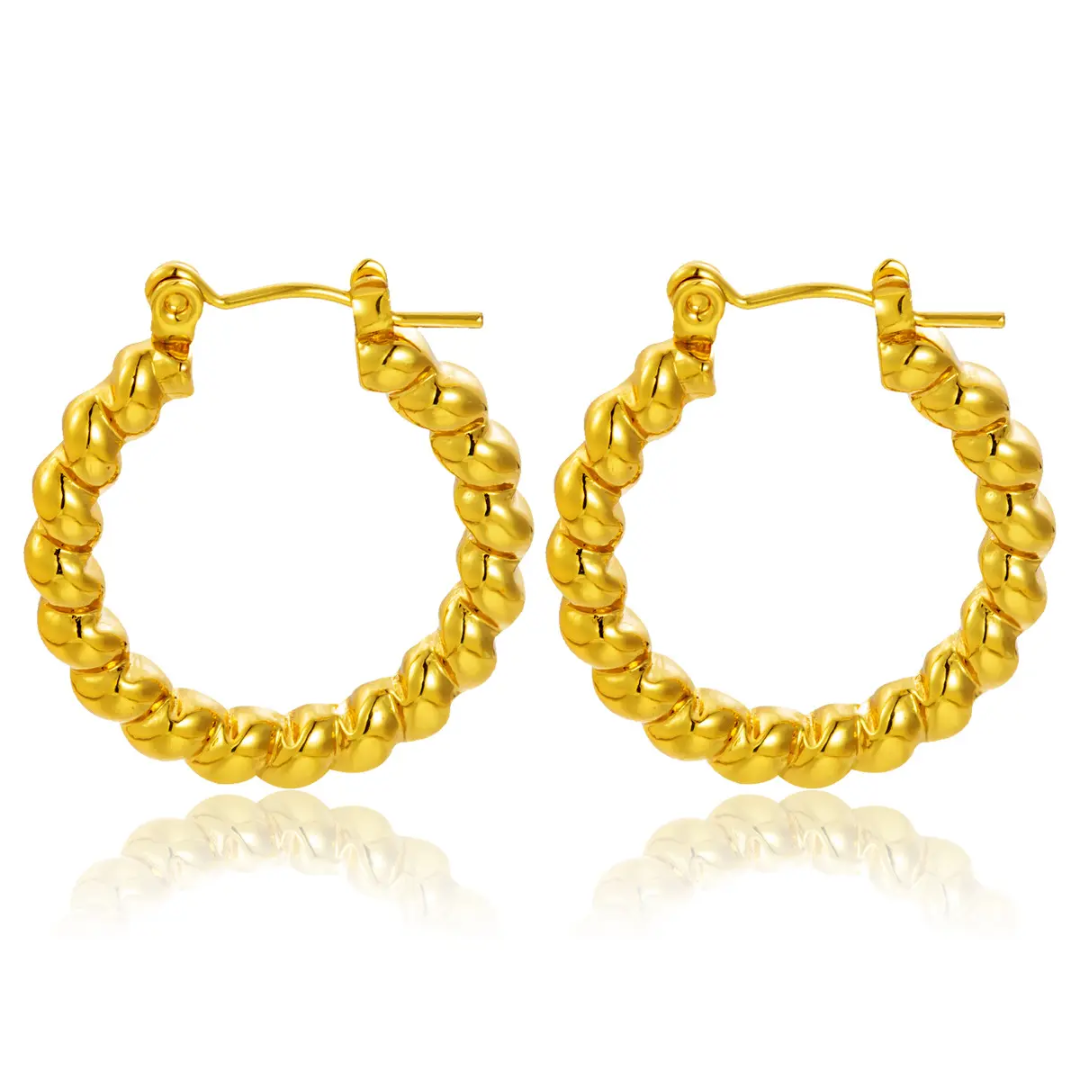Twisted Hoop Gold-Plated Earrings
