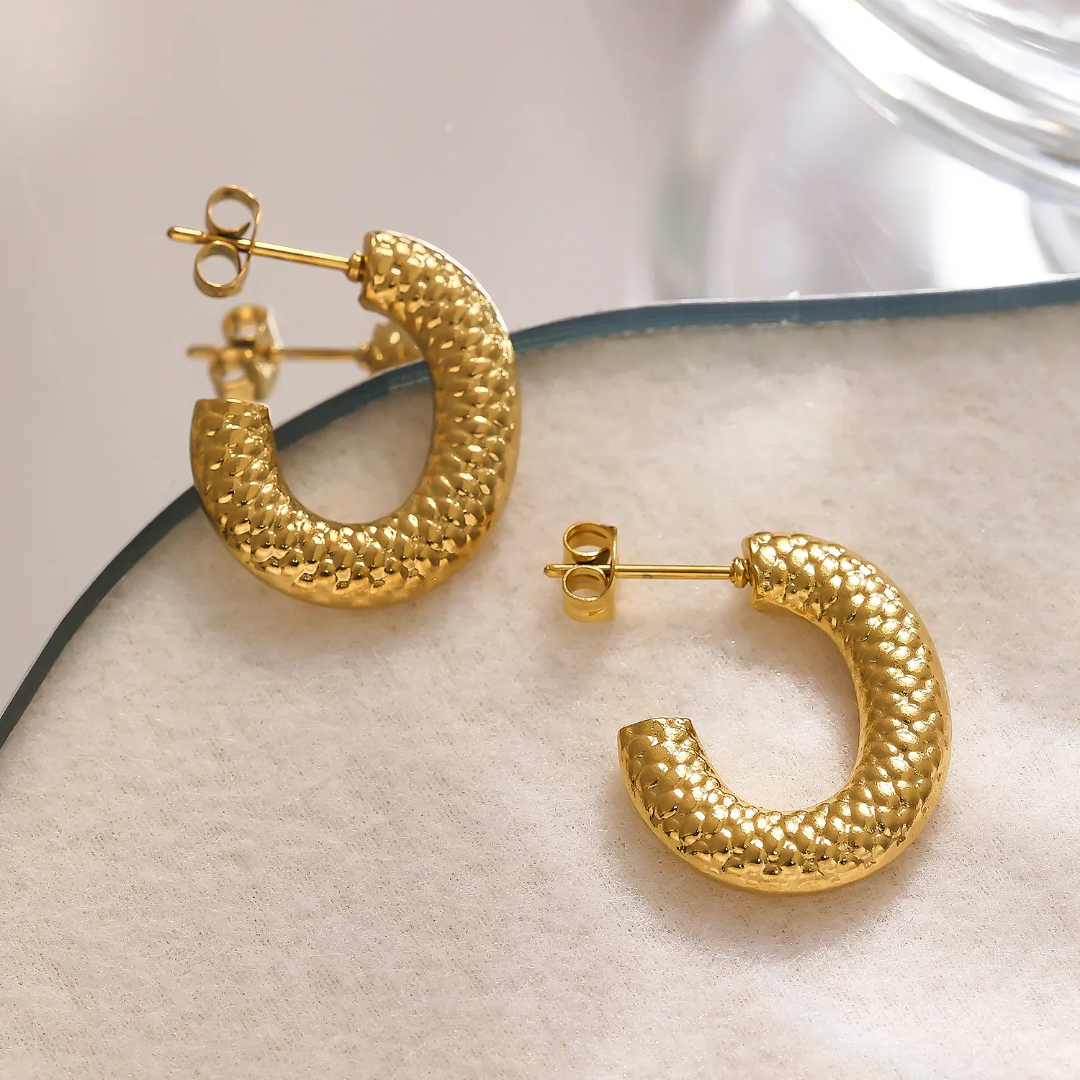 Textured Dome Gold-Plated Stud Earrings