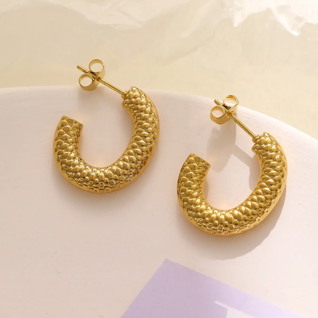 Textured Dome Gold-Plated Stud Earrings