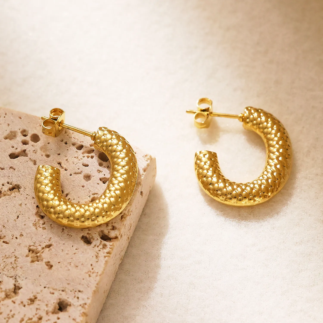 Textured Dome Gold-Plated Stud Earrings