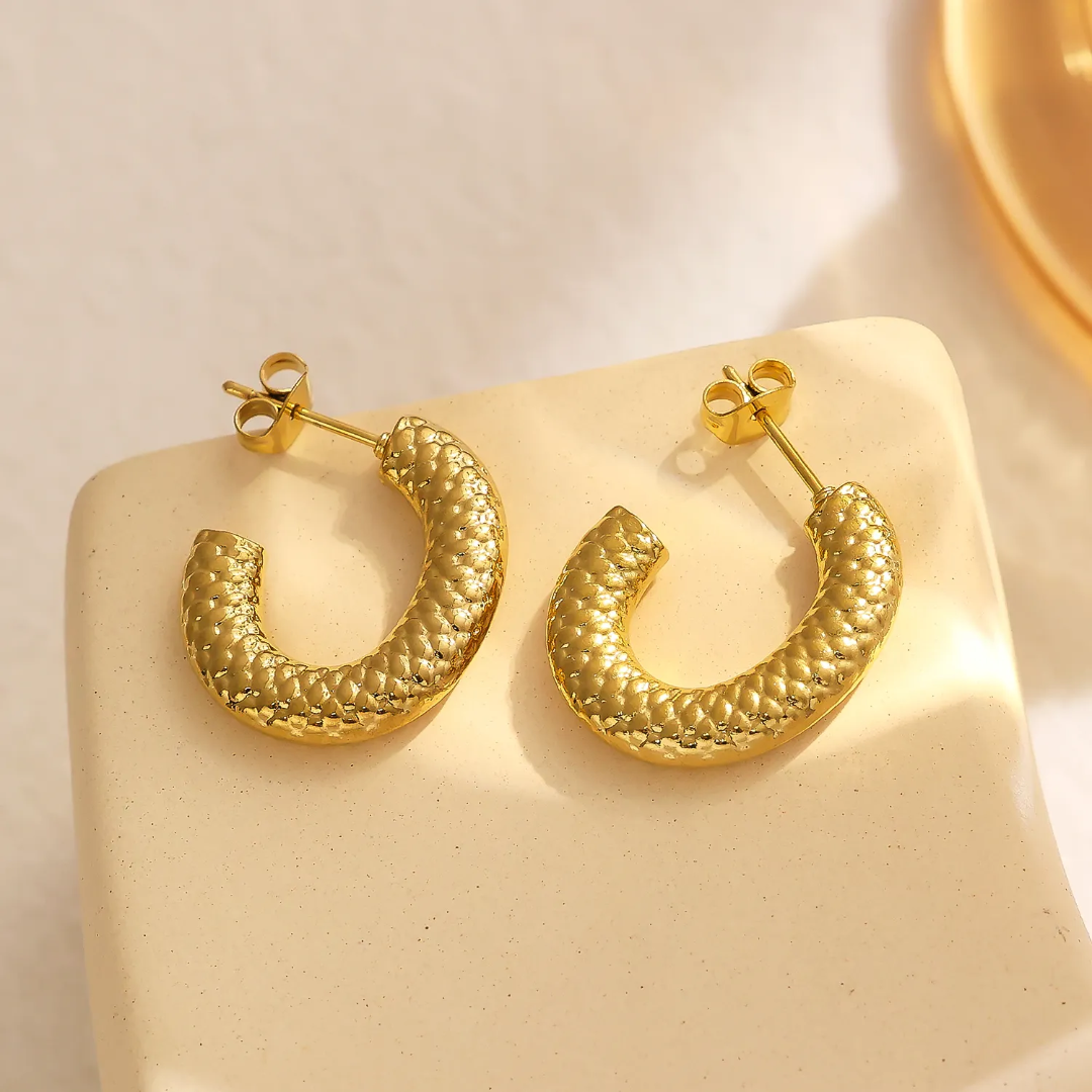 Textured Dome Gold-Plated Stud Earrings
