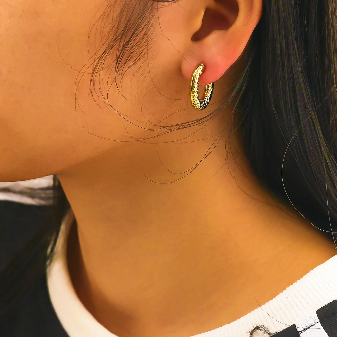 Textured Dome Gold-Plated Stud Earrings