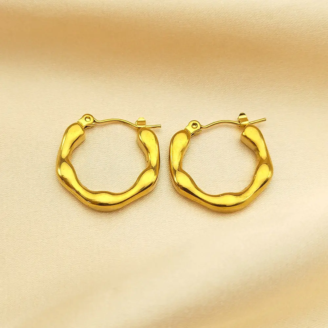 Textured Bold Hoop Earrings – Gold-Plated