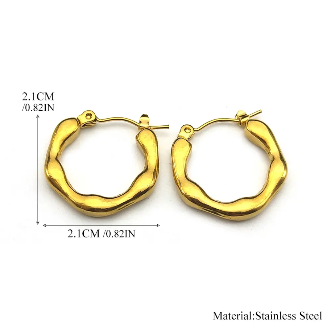 Textured Bold Hoop Earrings – Gold-Plated