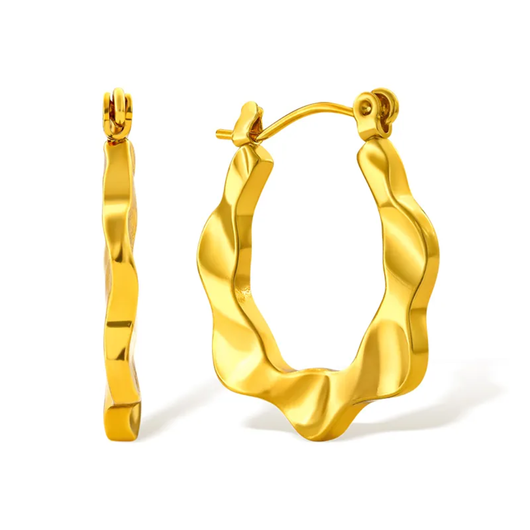 Wavy Hoop Earrings – Gold-Plated