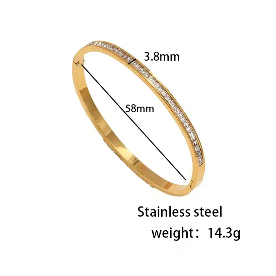 Crystal Lined Gold Plated Anti-Tarnish Bracelet (Size 2.6, 2.8 & Regular)