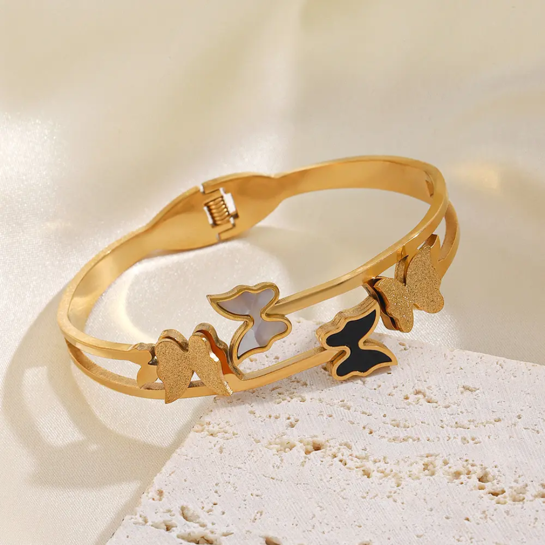 Multicolor Butterfly Gold Plated Anti-Tarnish Bracelet (Size 2.6, 2.8 & Regular)