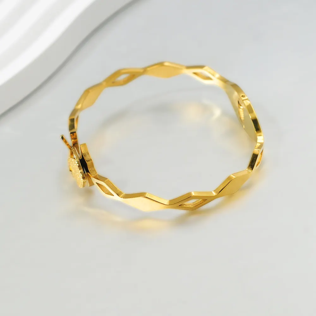 Geometric Butterfly Gold Plated Anti-Tarnish Bracelet (Size 2.6, 2.8 & Regular)